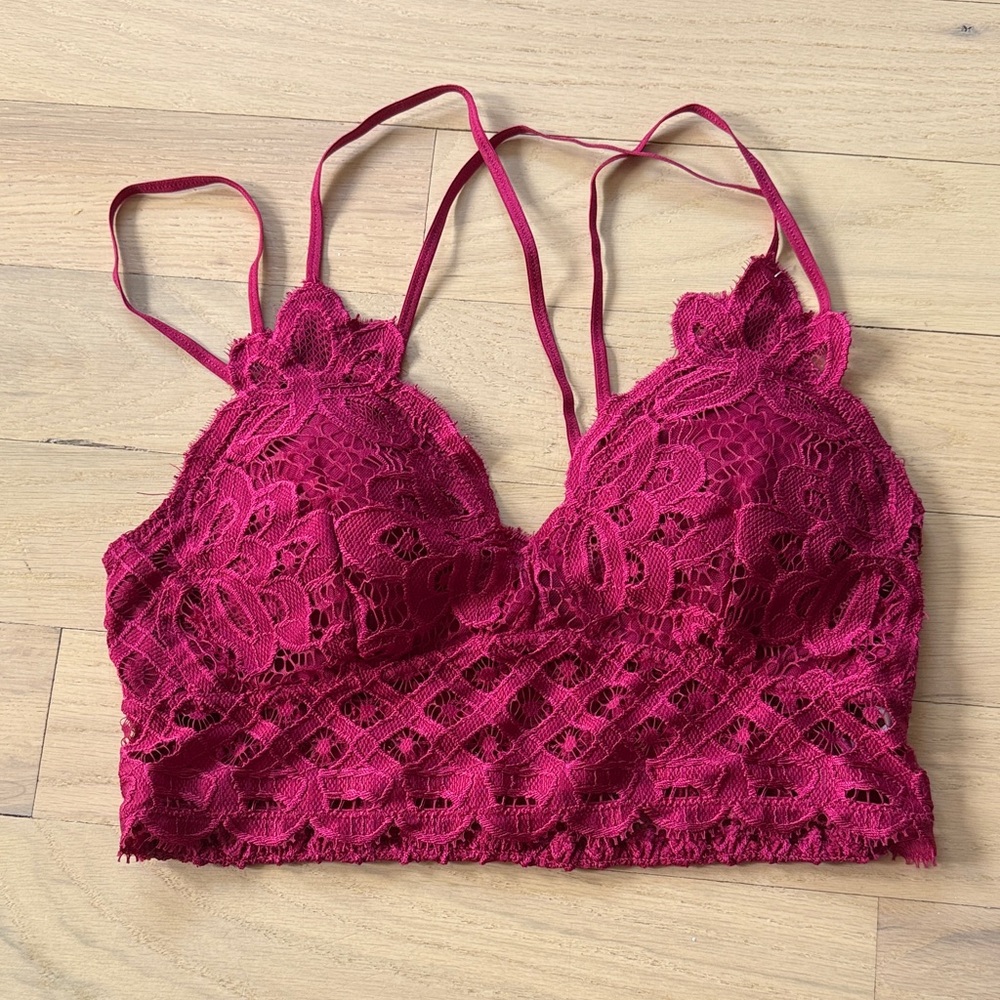 Anemone Lace Bralette in Deep Pink